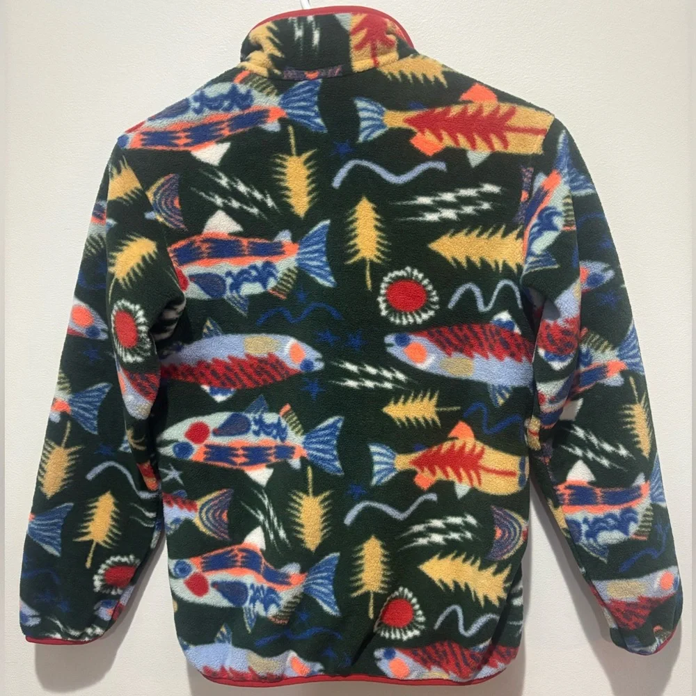 Patagonia Kids Lightweight Synchilla Snap-T Pullover in Salmon Energy NWT Fish - Picture 5 of 11
